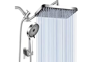 Ashwanth 14'' Rain Shower Head with High Pressure Handheld Spray, Rainfall Shower Head with 70” Hose Adjustable Extension Arm (chrome)