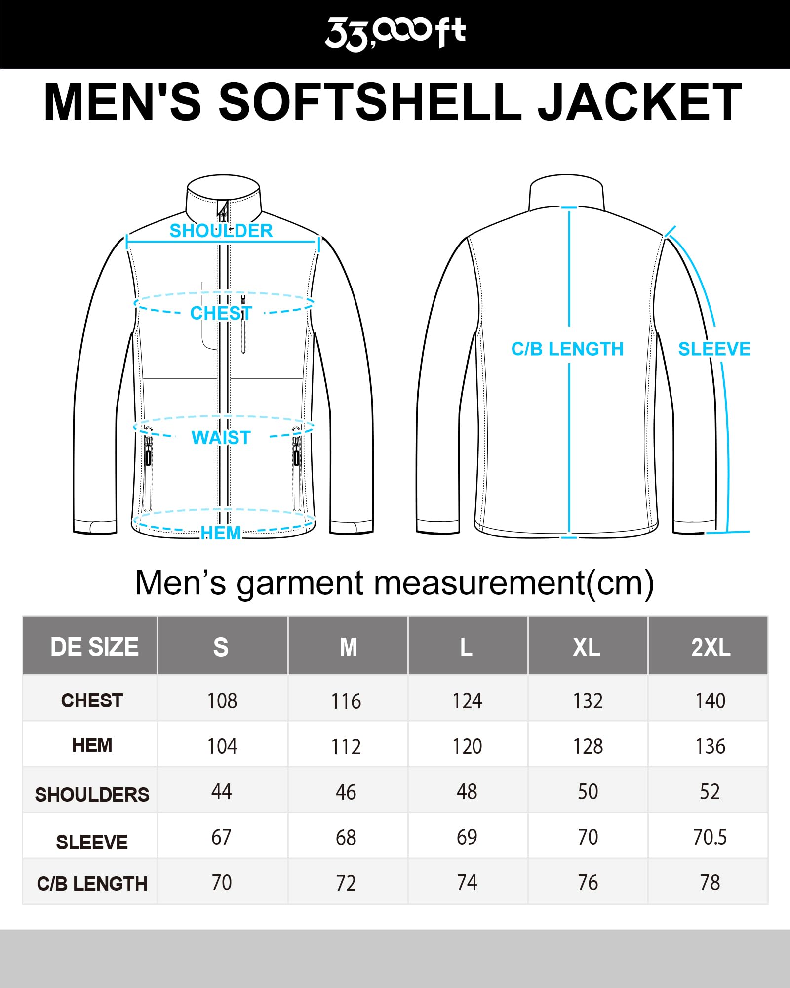 33,000ft Herren Softshelljacke Wasserdicht Übergangsjacke Winterjacke Winddicht Warmes Fleece Outdoorjacke Funktionsjacke Leichte Wanderjacke für Fahrrad Camping Dunkelblau Heidekraut L 6