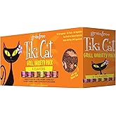 Tiki Cat Grill Wet Cat Food, Variety Pack, 2.8oz Can, 12ct | Whole Foods, seafood flavors, high protein from real seafood, savory broth for hydration, all life stages, 12 count