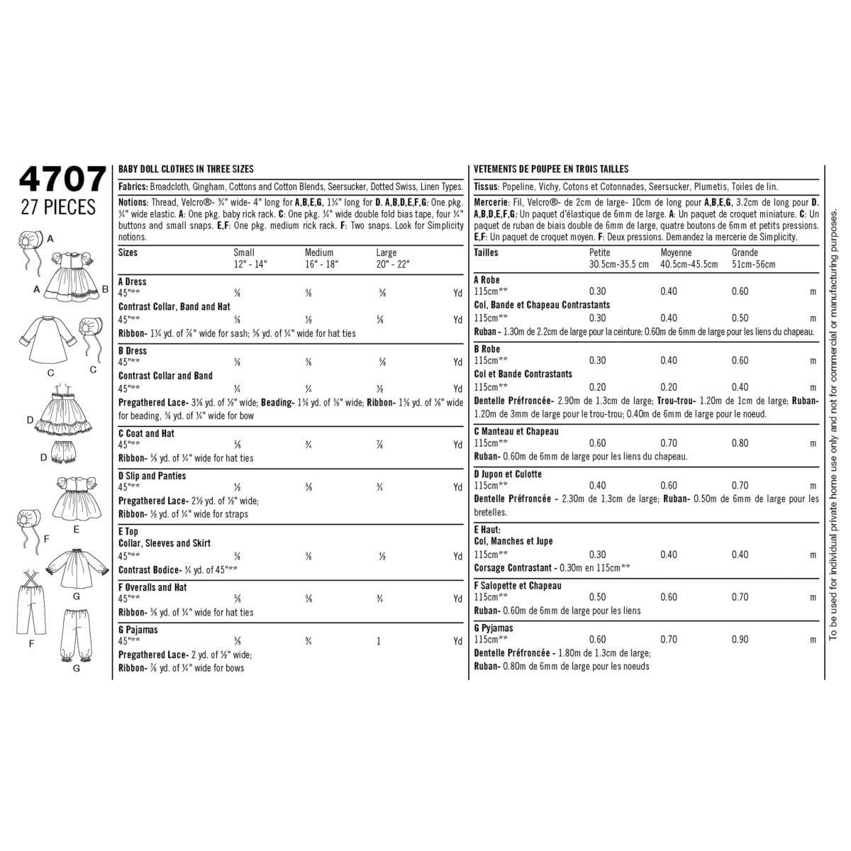 Simplicity 4707 Vintage Baby Doll Clothing Sewing Patterns for Girls by Teri, A (S-L)
