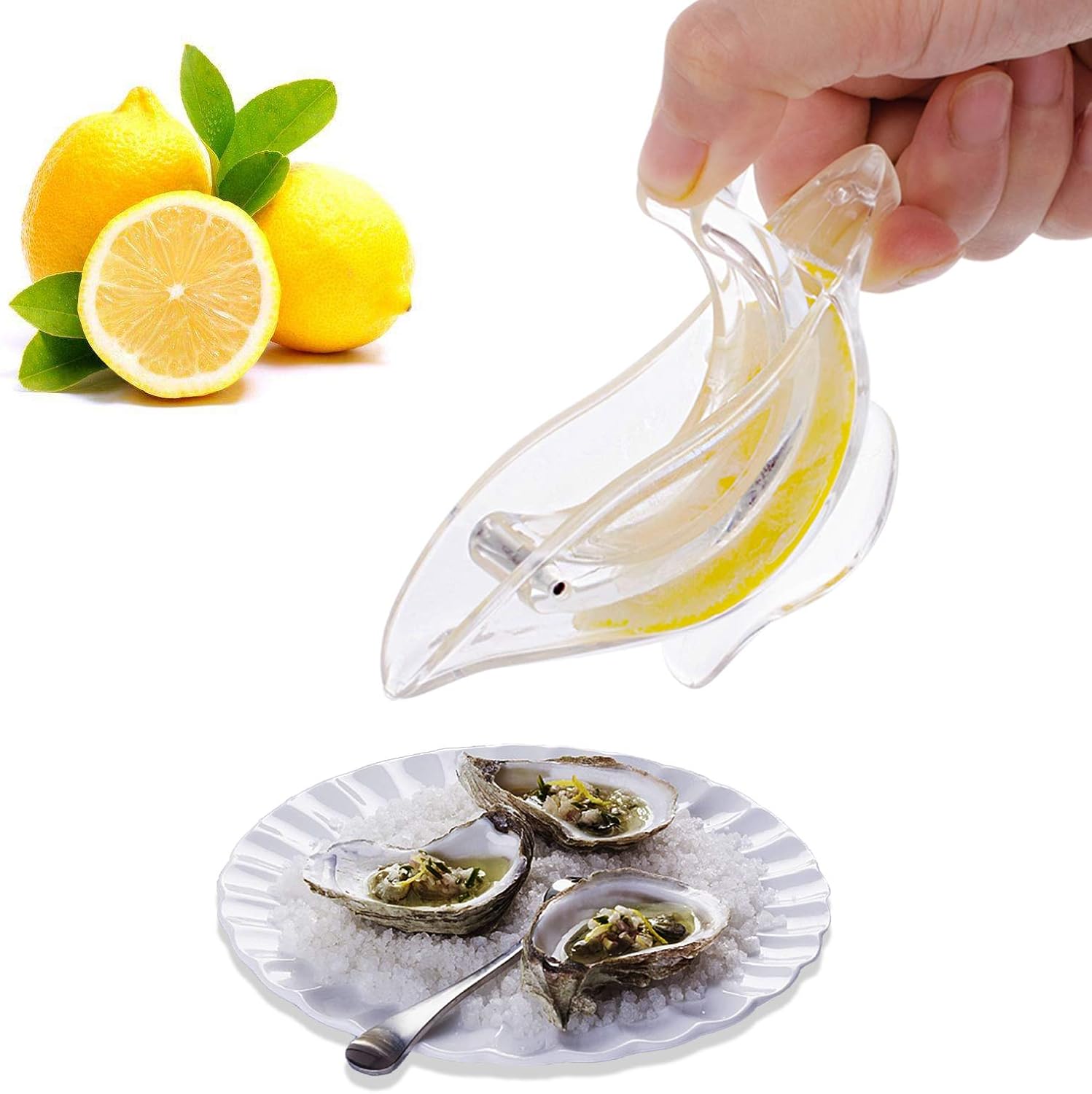 Kedros Lemon Squeezer Lime Orange Citrus Manual Juicer Hand Press Acrylic Tableware Crystal Clear French Elegant Serveware Dinnerware (3 Pieces Set)