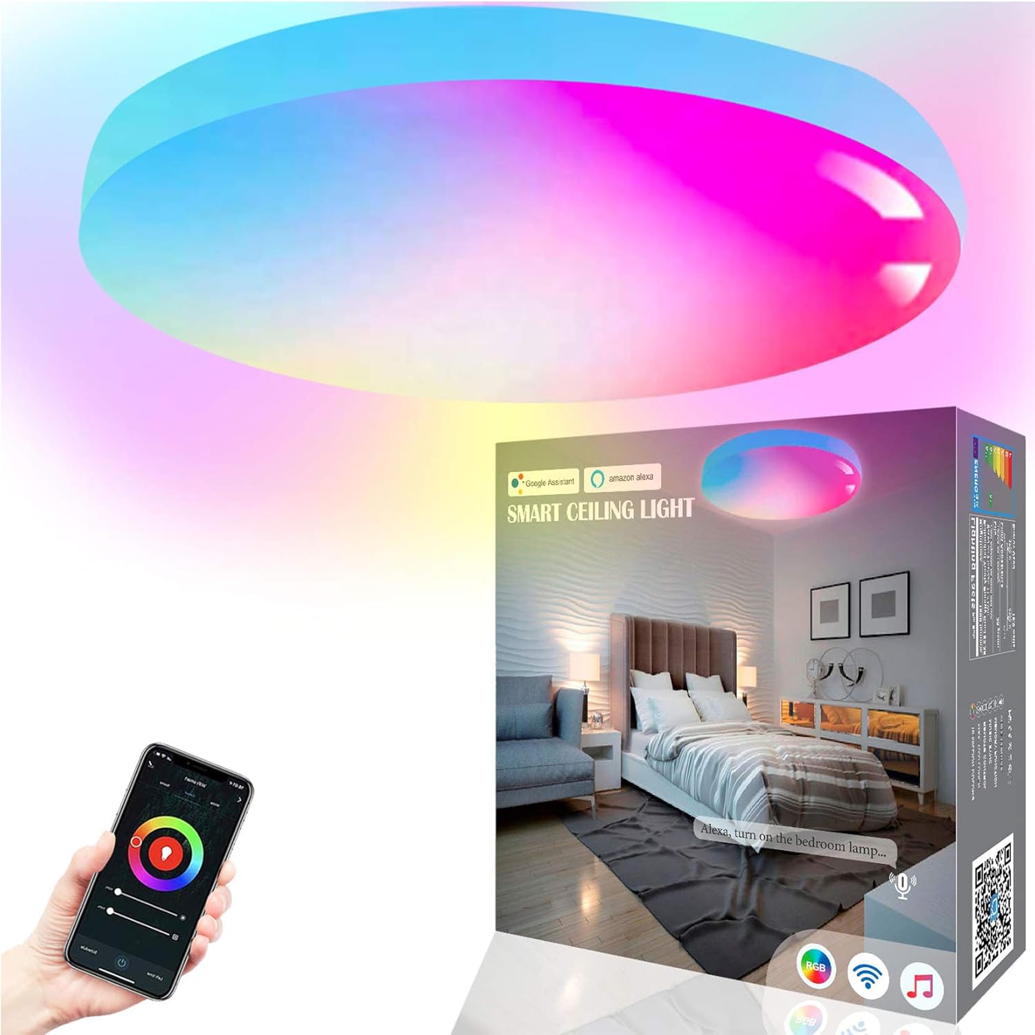MikeWin Smart Ceiling Light Flush Mount 