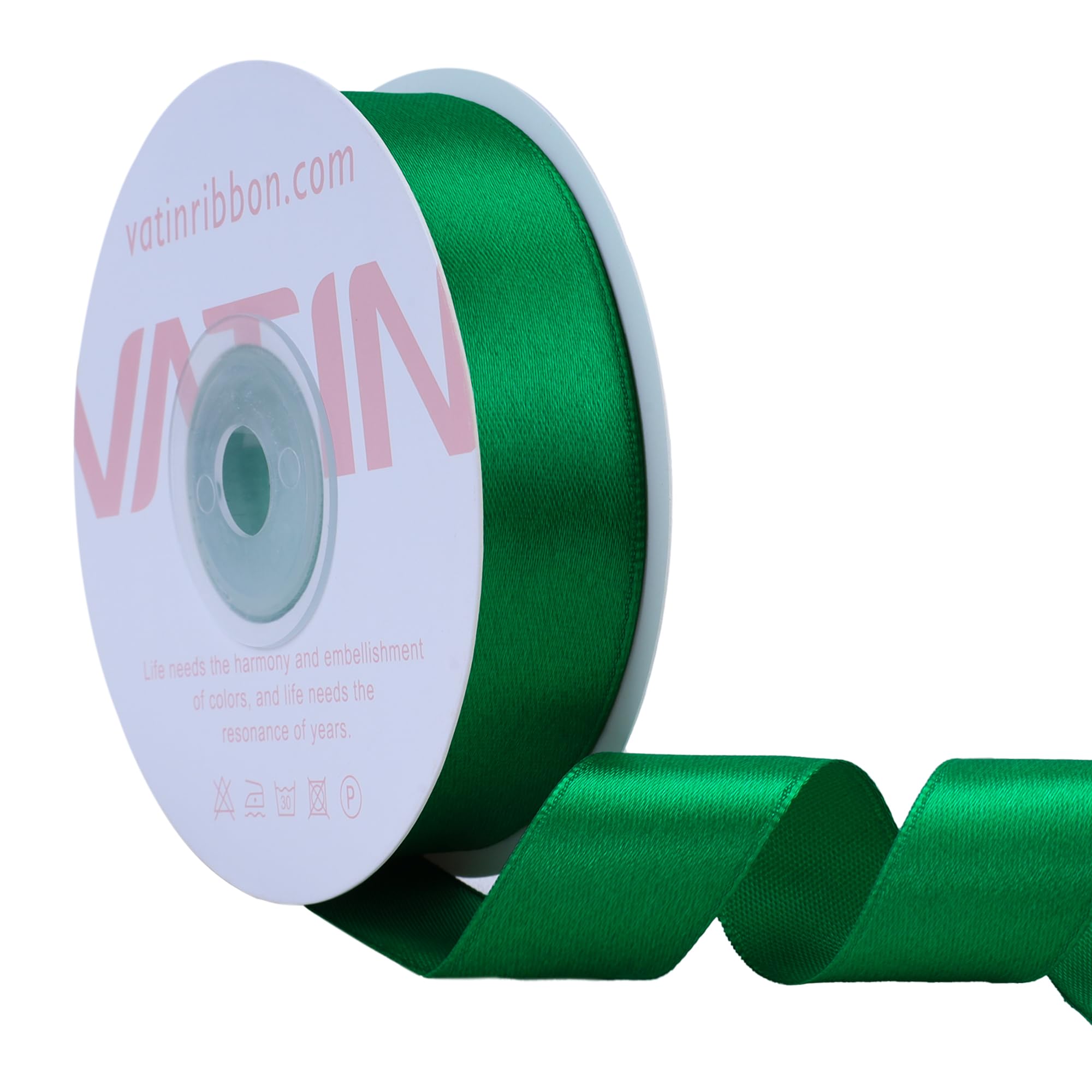 VATIN Green Satin Ribbon Polyester 20mm X 23m(25 Yards) Craft Fabric Ribbon Perfect for Gift Wrapping,Hair Bow,Party Balloon Trimming, Cake Decoration Sewing and Other Craft Projects