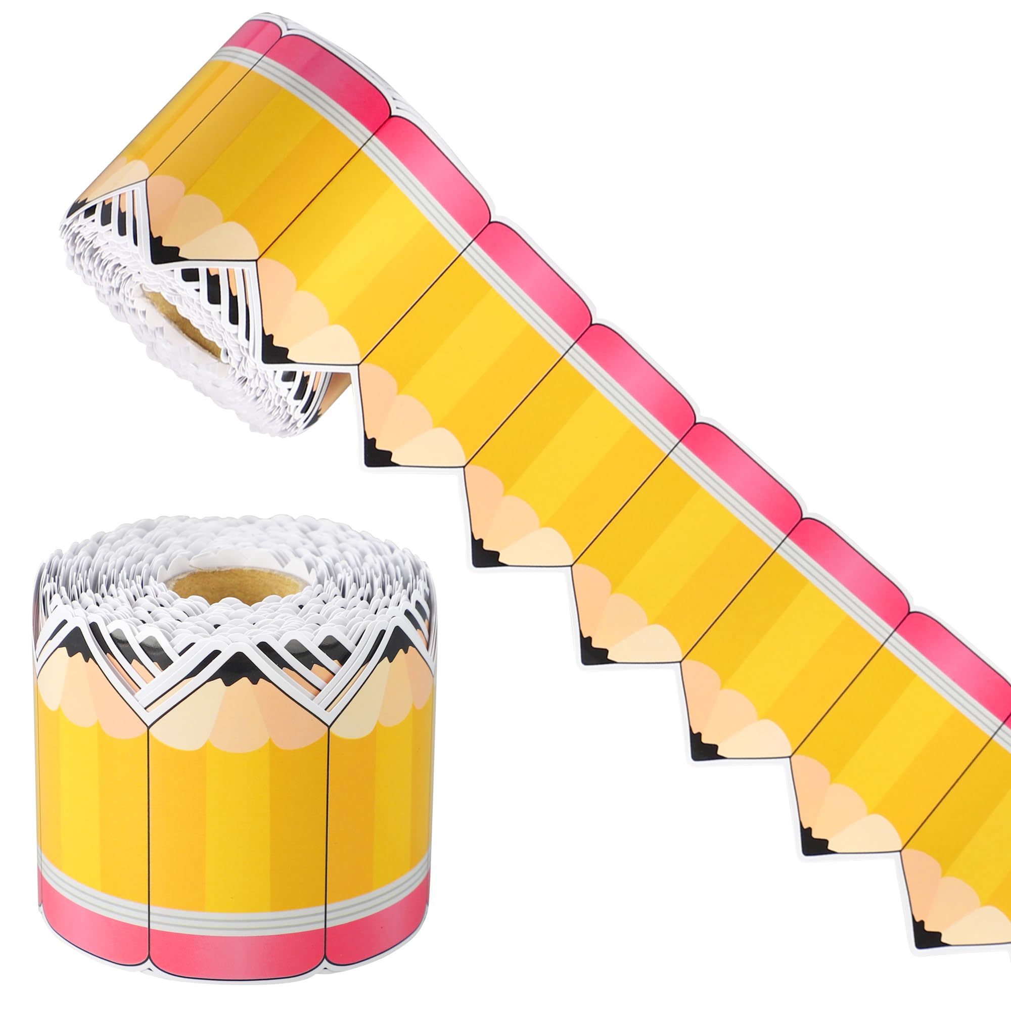 Photo 1 of 68.9 ft Pencil Classroom Bulletin Border Roll Back to School Bulletin Board Decor Pencil Paper Die Cut Cutouts Borders Trims for Display Wall Blackboard Decor