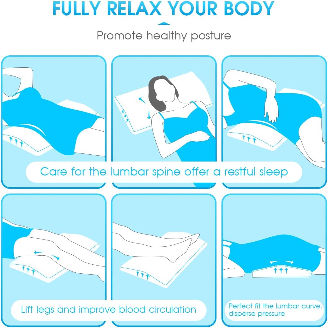 HOKEKI Lumbar Support Back Pillow for Sleeping, Memory Foam Back Pain Relief Pillows for Bed with Removable Zipper Breathable Pillow Cover to Relieve Sciatic Pain, Hip Pain and Joint Pain (White): Home & Kitchen