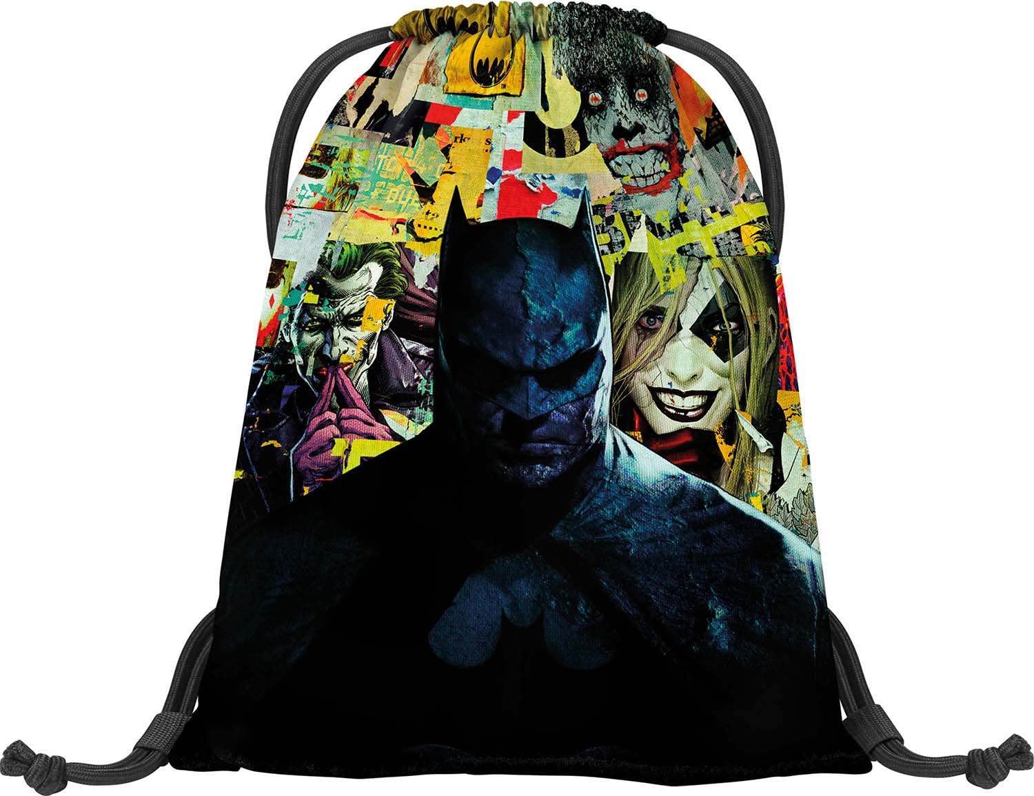 Baagl Gym Bag for Boys and Girls - Sports Bag for Boys, Children, Teenagers - School and Sports Shoe Bag, Sports Bag with Reflective Elements, batman comics