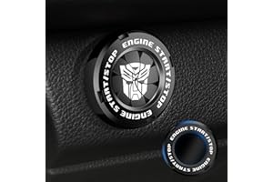 EPOCHHIKE Transformers Rotary Push to Start Button Cover, Car Accessories Engine Start Stop Button Cover, Motorcycle Ignition Key Switch Cover, Anti Scratch Car Button Decoration Ring (Black)