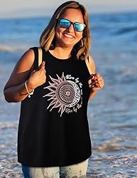 Sun Moon Graphic Tank Tops for Women Summer