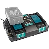 PENGJBATTER DC18RD 14.4V-18V Rapid Dual Ports Charger for Makita 18V Battery, Compatible with Makita 14.4V-18V Battery BL1850B BL1860B BL1830B BL1840B BL1820B & Charger DC18RC DC18SF DC18RT