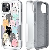 Candykisscase Case for iPhone 14, Cute Funny Cats Pattern Shock-Absorption Hard PC and Inner Silicone Hybrid Dual Layer Armor Defender Case Protective Cover for Apple iPhone 14