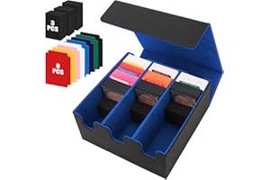 QLOUNI Card Storage Box for Trading Cards, 2100+ Card Deck Case with PU Leather and Magnetic Closure, TCG Storage Box, Suitable for MTG, YuGiOh, and Sports Cards, Includes 8 Card Dividers