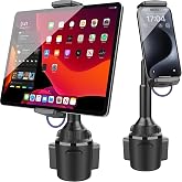 APPS2Car Solid Cup Holder Tablet Mount for Car, iPad Car Mount for Truck | Adjustable Height, Low Profile Road Trip Essentials Compatible with 4.7-13" iPad Pro Air Mini Fire iPhone Cell Phone - Black