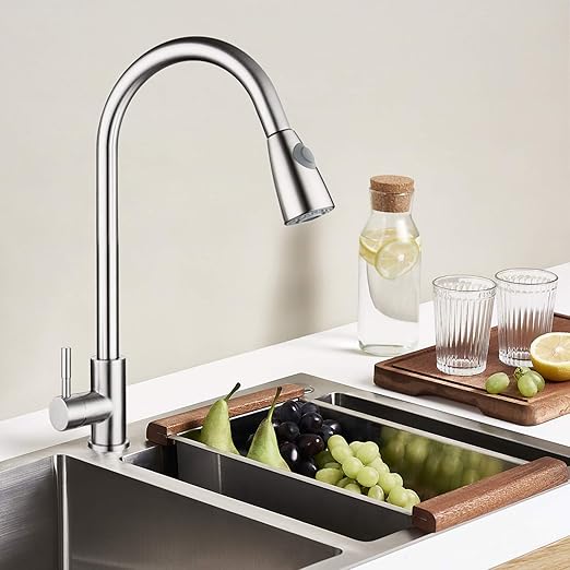 Brushed Nickel High Arc Kitchen Faucet Yjhome Stainless Steel