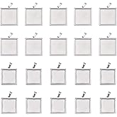 UNICRAFTALE 20/25mm About 12pcs Square Pendant Trays Stainless Steel Blank Bezel Hypoallergenic Tray Base Pendant Cabochon Settings for Jewelry Making DIY Findings Stainless Steel Color