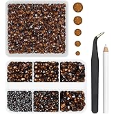 qiipii 2 Boxes Chocolate Resin Rhinestones for Crafting Dark Brown Diamonds Flatback Stones 2mm 3mm 4mm 5mm 6mm Non-Hotfix Crystals Gems Charms Supplies for Nails Face Eyes Makeup Tumblers DIY Crafts