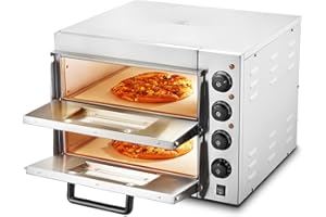 Uargd Commercial Countertop Pizza Oven, 16-Inch Dual Layer Design, Stainless Steel Electric Pizza Oven with Stone and Handle,