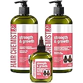 Hair Chemist Strength & Growth Batana Oil Shampoom Conditioner Set 33.8 oz. & Hair Oil 7.1 oz. (3-PC Set) - Batana Shampoo and Conditioner for Hair Growth, Thickening and Strength
