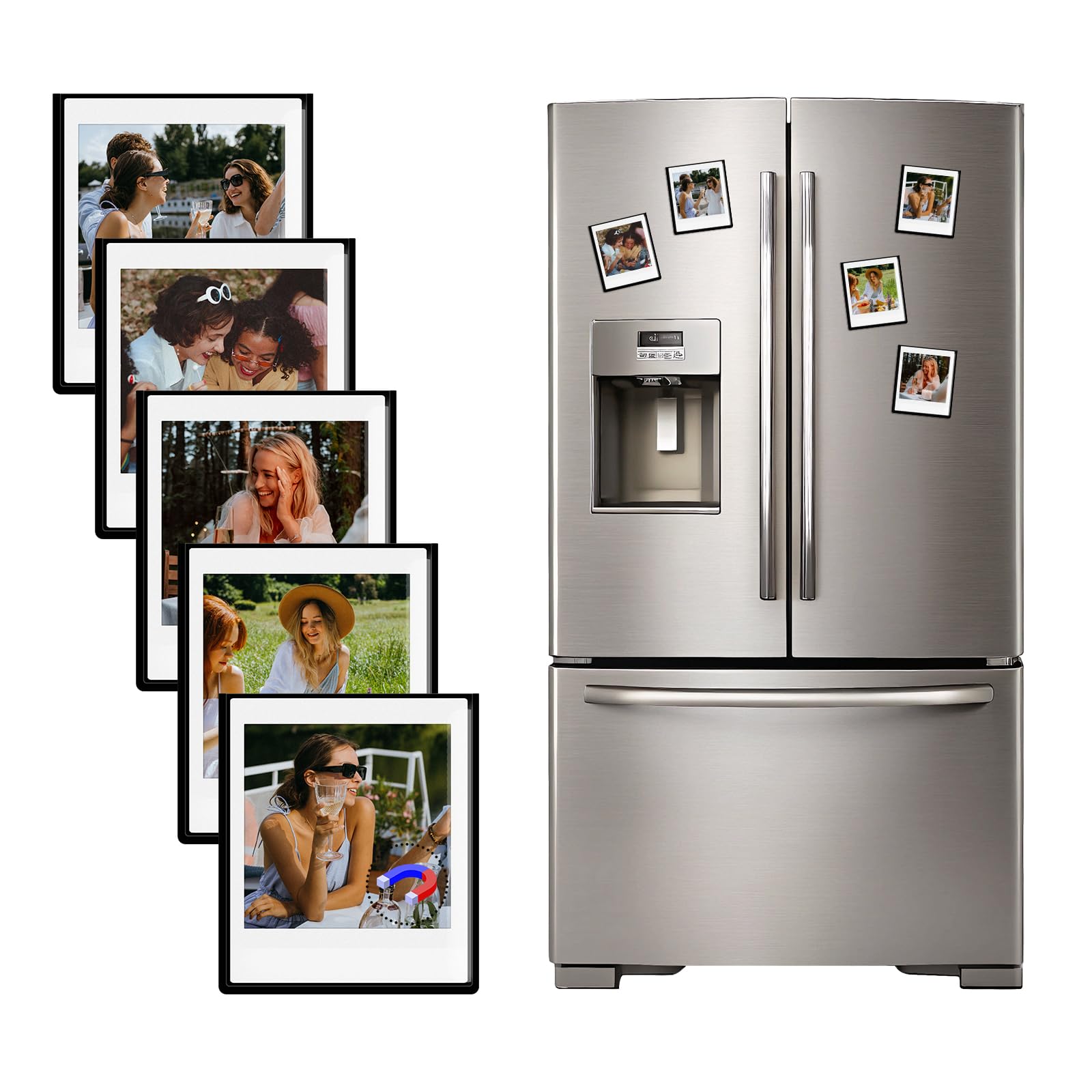 HIYQIN 5 Pack Magnetic Photo Frames for Instax Square Film 2.83x3.38”, Picture Frames Refrigerator Photo Display Fits for Fujifilm Instax Square SQ1/SQ20/SQ40/SQ10/SQ6/SP-3 - Black