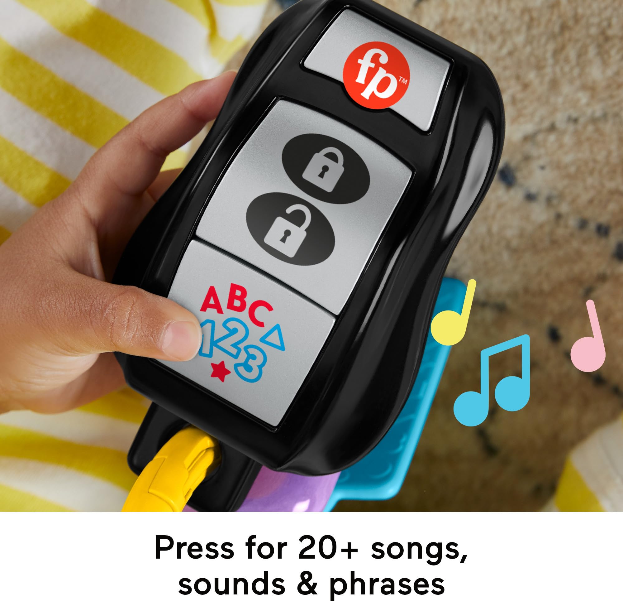 Fisher-Price Baby Travel Toy Laugh & Learn Play & Go Activity Keys with Learning Music, Teether & Mirror for Infants Ages 6+ Months