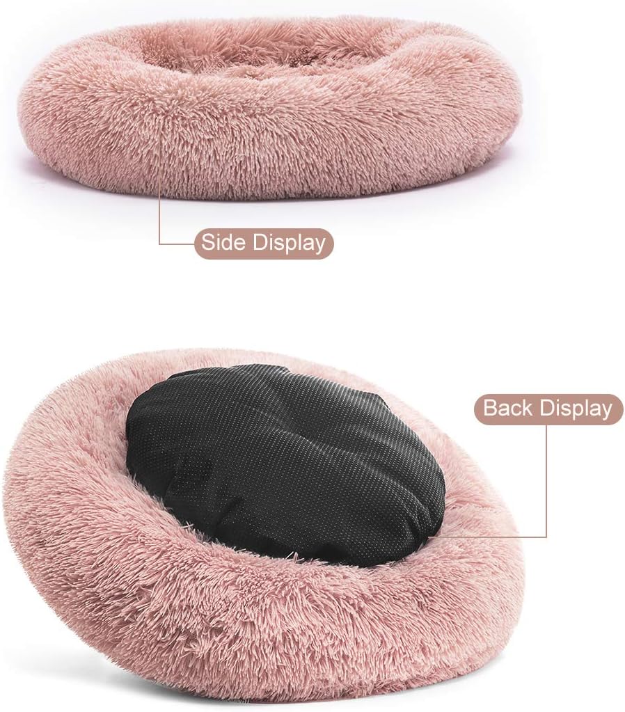 MIXJOY Orthopedic Dog Bed Comfortable Donut Cuddler Round Dog Bed Ultra Soft Washable Dog and Cat Cushion Bed (23''x 23'') (Pink) : Pet Supplies