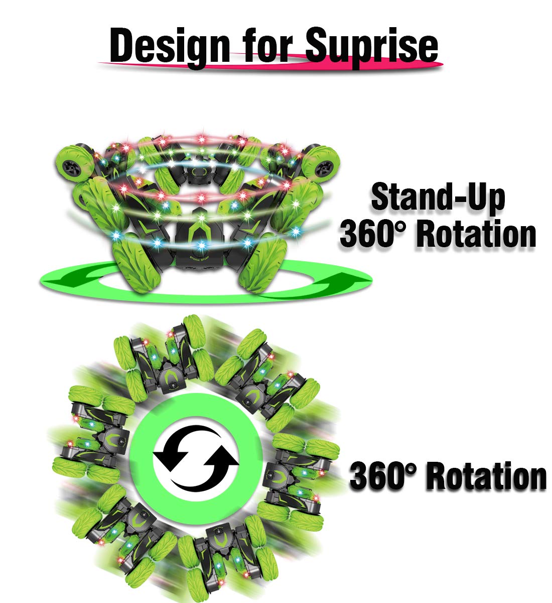 POWERbeast RC Cars Stunt Car Toys for Boys, 2.4Ghz Remote Control 4WD Car, Double Sided Rotating,360° Flips and Spin,Toy Gifts for 2, 3, 4, 5, 6, 7, 8 Year Old Boy