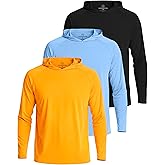 Real Essentials 3 Pack: Men's Long Sleeve Rash Guard Hoodie - SPF UV Sun Protection Workout Fishing Swim Shirts (Big & Tall)
