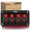 thumbnail image 2 of Nilight 5-Gang Rocker Switch Panel – Pre-Wired Dash Control For Cars, Trucks, Boats & RVs (Red Backlit, 12V/24V) 2 of 14