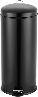 Ribelli Mülleimer aus Edelstahl - Mülltrennung Treteimer Abfalleimer Müllbehälter Papierkorb Mülltonne, rund, 30 Liter mit Inneneimer - Soft Closing (Schwarz)