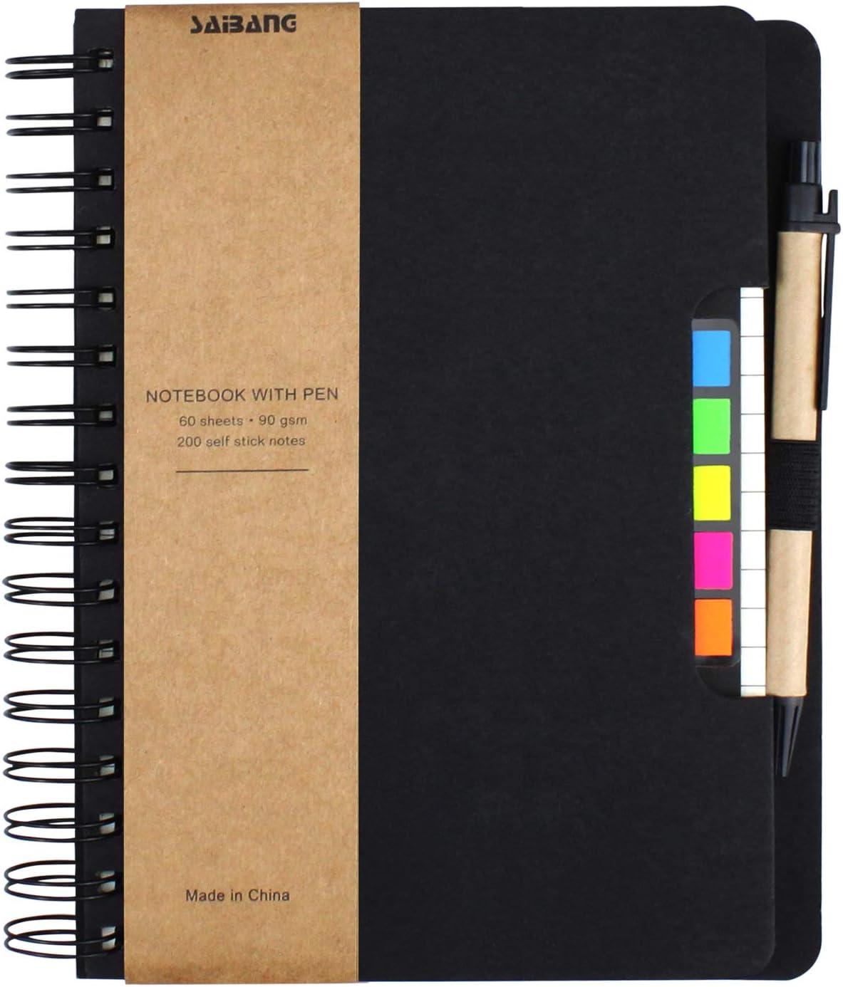 SAIBANG Spiral Notebook Steno Notepad, Wide Ruled Lined