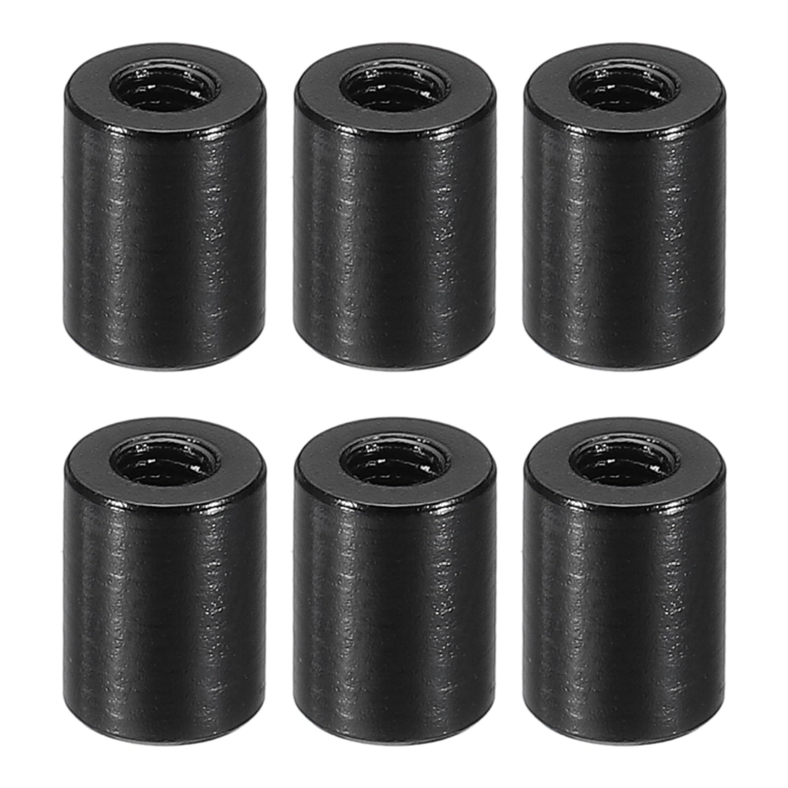 PATIKIL 6pcs M3 Metal Threaded Standoff Spacer Nuts, Round Aluminum Spacers Female Coupling Screws, 1/8" ID x 1/4" OD, Black 3x6x8mm