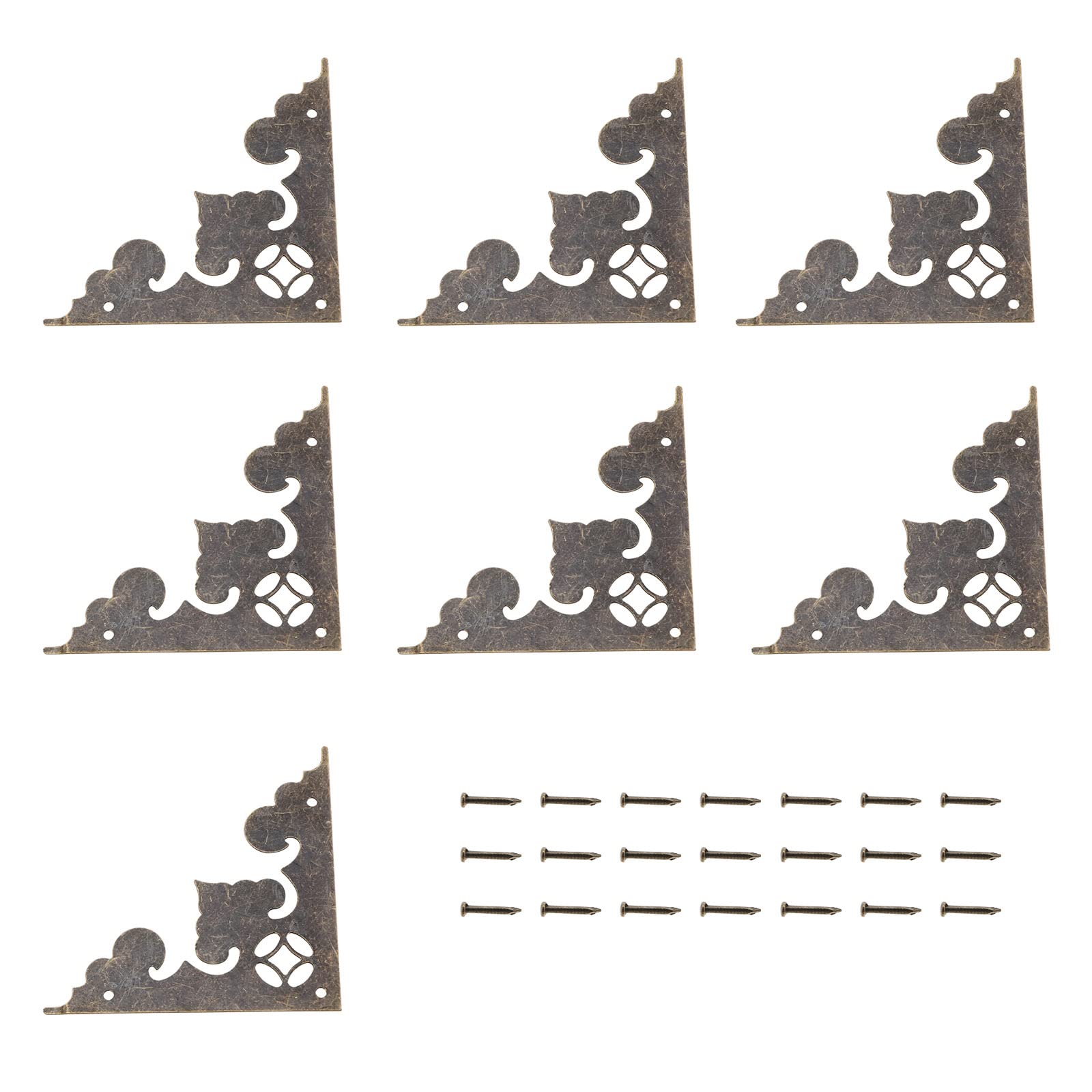 EMSea 24Pcs Corner Protector Vintage Metal Antique Decorative Box Corner Protector Antique Box Corner Decoration Triangle Box Corner Decorative Cover Guard Accessories