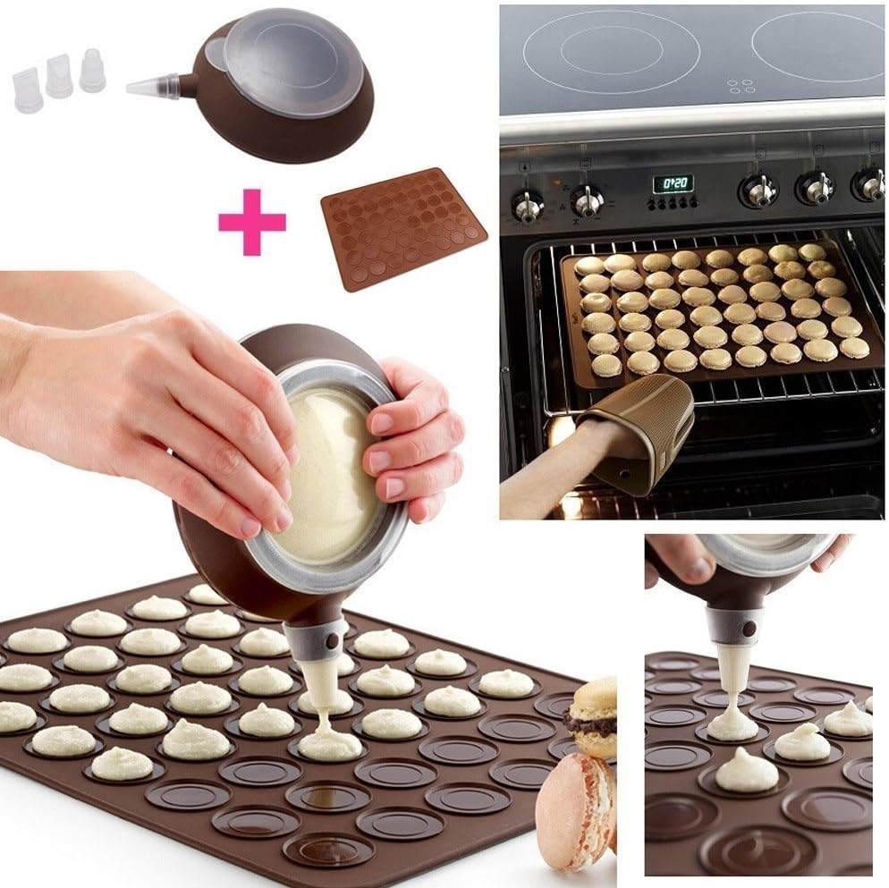 Baking Set with Mat in Silicone, Macarons Cake Mould with Piping Bag, Must-Have Accessory for Delicious Macaroons by TARGARIAN