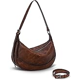 HESHE Crossbody Bags for Women Leather Purses Designer Shoulder Bag Vintage Handbags Hobo Crescent Bag