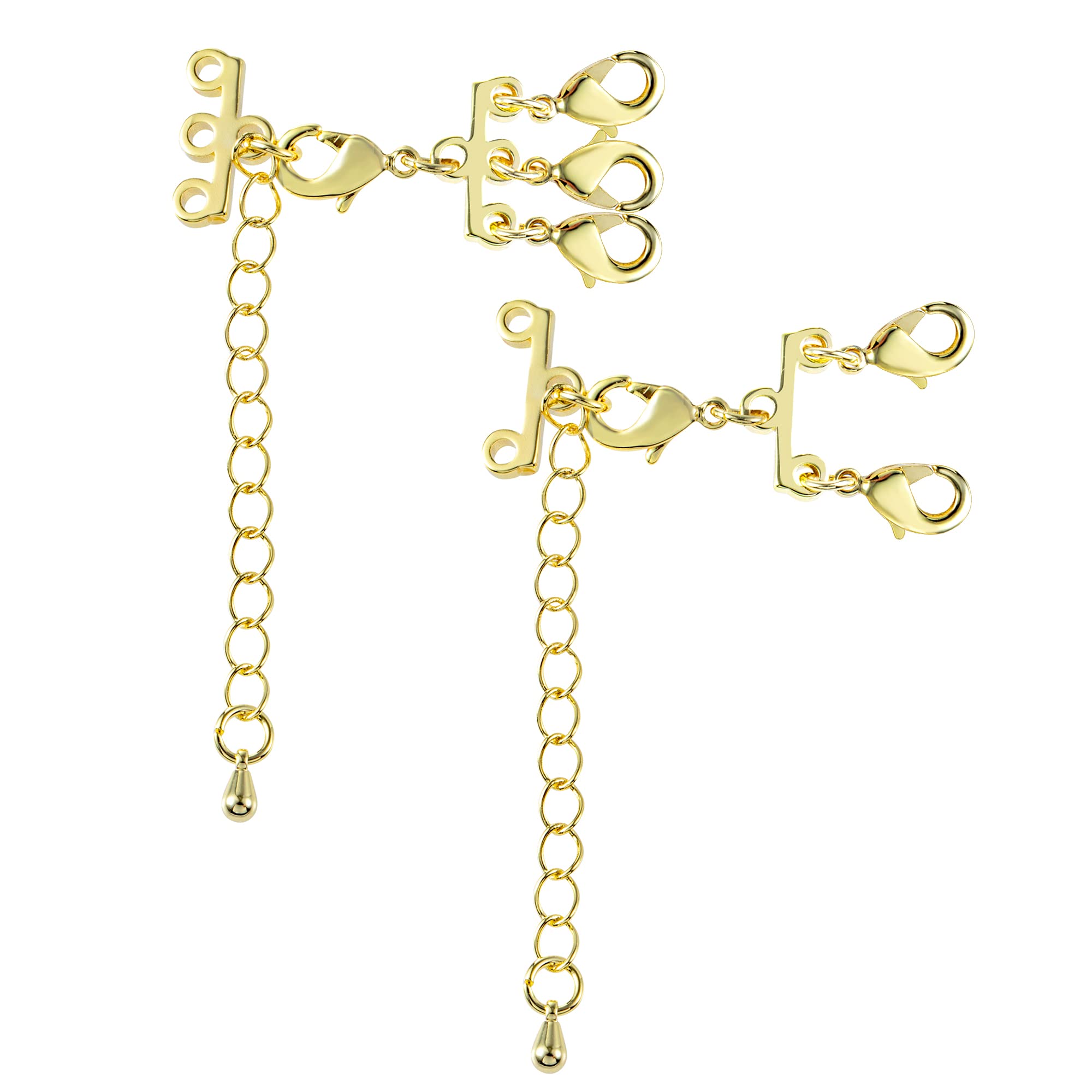 Necklace Layering Clasps Gold, Multi Strands Tube Lock Gold Layering Necklaces Clasps Separator, 14K Goldplated Necklace Bracelet Connect Necklace Jewelry Layering Clasps