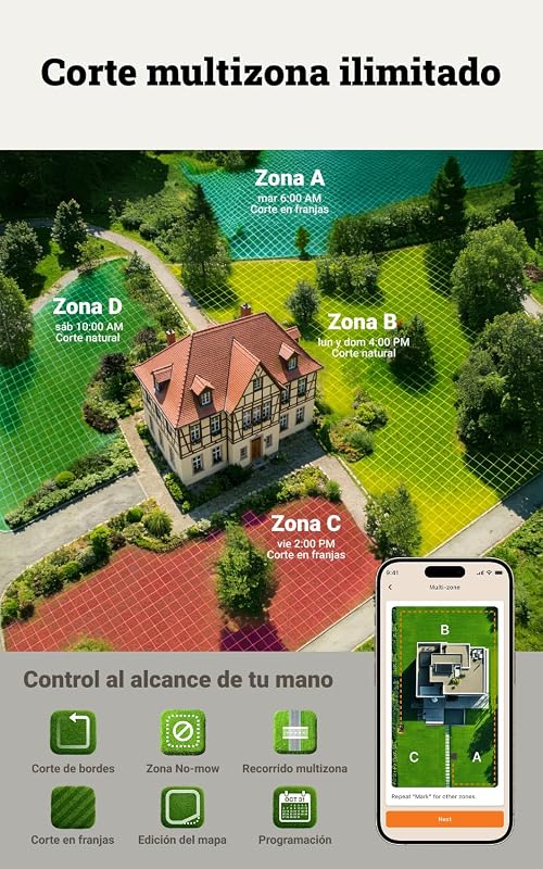 Landroid Vision Cloud WR306E 2WD Robot Cortacésped, Sin Cable Perimetral, hasta 500 m², Evitación de Obstáculos con IA, Navegación VSLAM + RTK Cloud, Mapeo Automático, Control por App