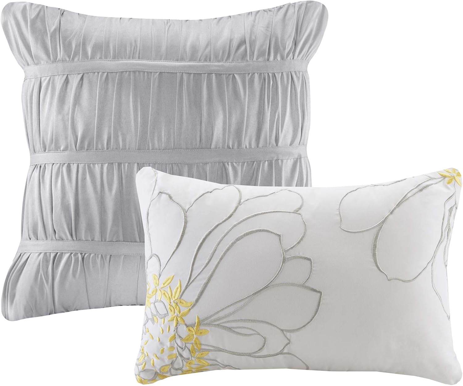 Intelligent Design Waterfall Comforter Reversible Solid Lush Ruffled Stripe Shabby Chic Ultra Soft Microfiber Down Alternative Pleated Decor Pillow Bedding Set, Twin/Twin XL, Grey, 4 Piece: Home & Kitchen