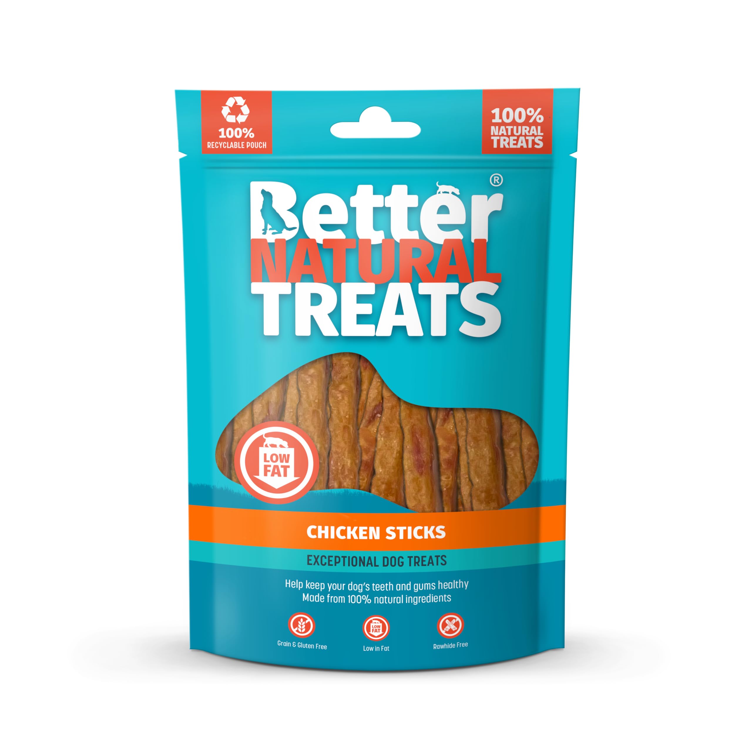 Better Natural Chicken Sticks, Natural Treats for Dogs, Chews made with 100% Real Chicken Breast, Low in Fat with High Protein, Grain Free & Gluten Free, 90g (Pack of 10)