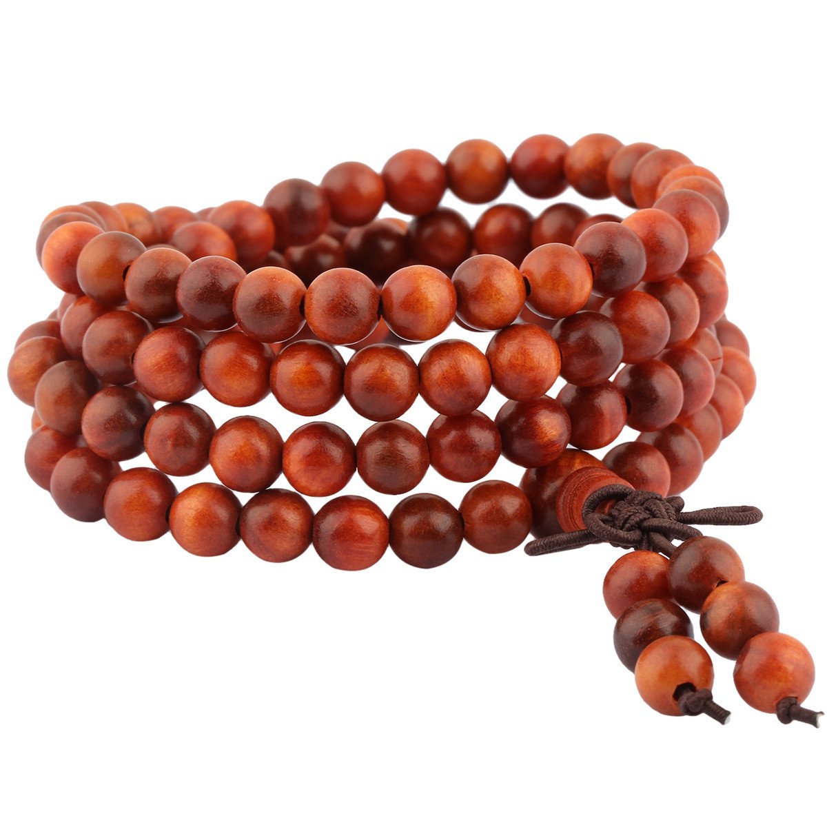 KYEYGWO 108 Mala Prayer Beads Bracelet for Woman, Natural Wood Tibetan Buddhist Buddha Meditation Bead Necklace, Rosewood