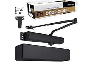 FINSBURY HARDWARE Finsbury Commercial Black Door Closer Automatic Heavy Duty High Traffic Adjustable ANSI/BHMA Grade 1 Standard, UL Listed ADA Compliant Hydraulic Backcheck Delayed Action Latch Speed 1-6 Power (Black)