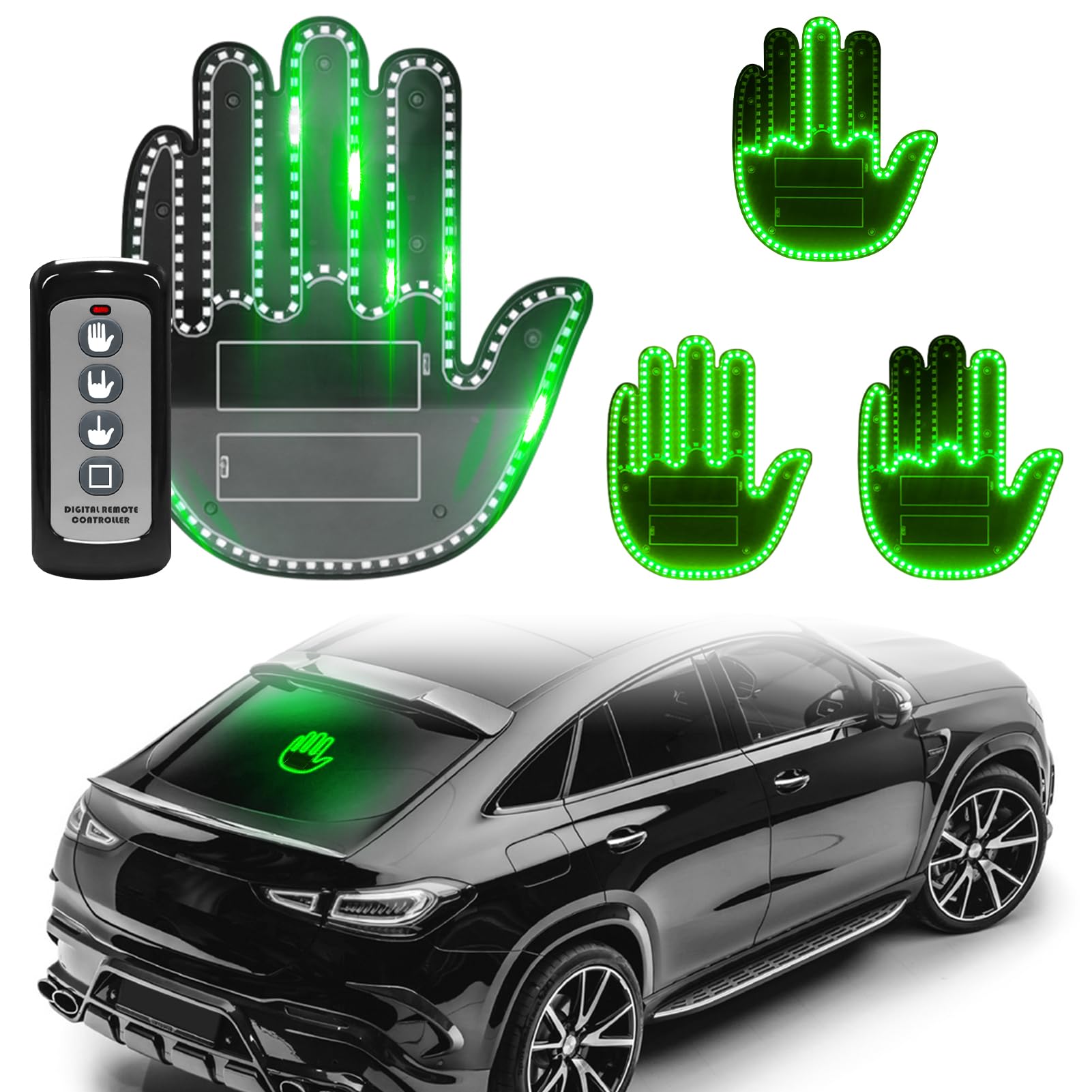 Photo 1 of ***MISSING PARTS***
DIBMS Hand Gesture Light with Remote, Red LED Finger Funny Window Sign Light Accessories for Car Truck (Green)