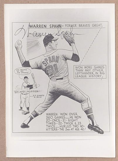 Warren Spahn Signed Vintage Artwork Photo Auto With B E Hologram Autographed Mlb Art At Amazon S Sports Collectibles Store