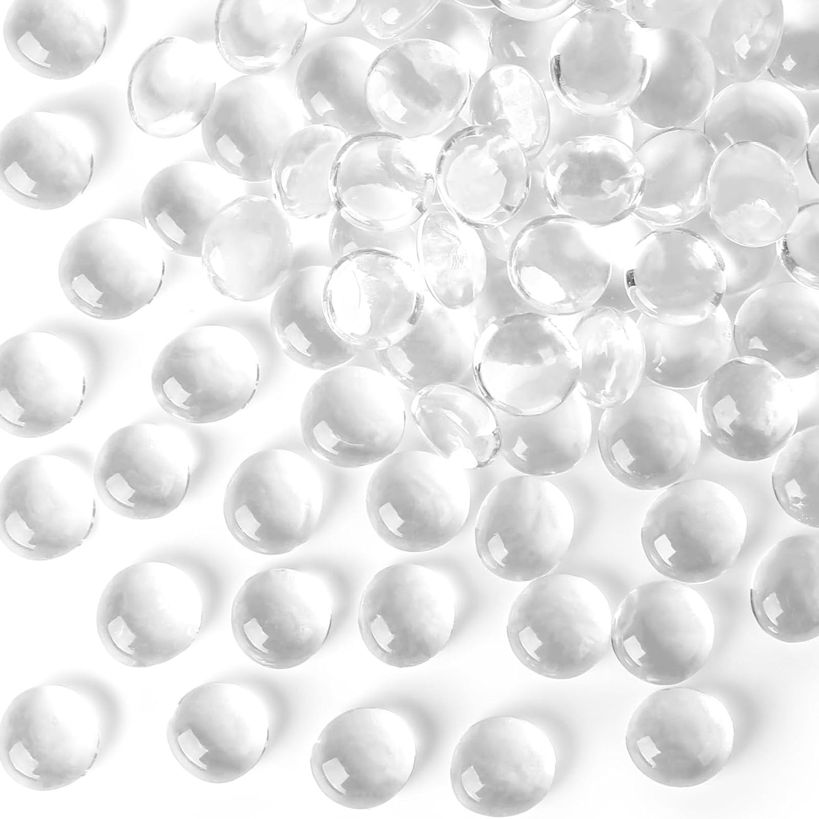 VGOODALL Clear Glass Pebbles 450g, 160-180PCS Mini Glass Beads for Vases, Fish Tank, Home Decor