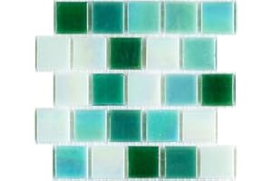 URBN.DESIGN URBN Contemporary Mixed Green Iridescent Glass Mosaic Tile with Staggered Design for Indoor and Outdoor - Sample Tile (4-1/3 inches x 4-1/3 inches, 0.13 SQ FT)
