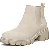 mysoft Women's Platform Chelsea Boots Lug Sole Slip On Chunky Block Heel Ankle Booties
