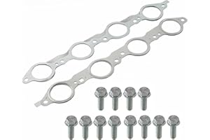 Zieichy LS MLS Exhaust Manifold Header Gasket Pair W/Bolts Compatible with Chevy Silverado Sierra Suburban 1500 2500 HD LS1 4.8 5.3 5.7 6.0 6.2L 1997-2018 ，551696, 12617944