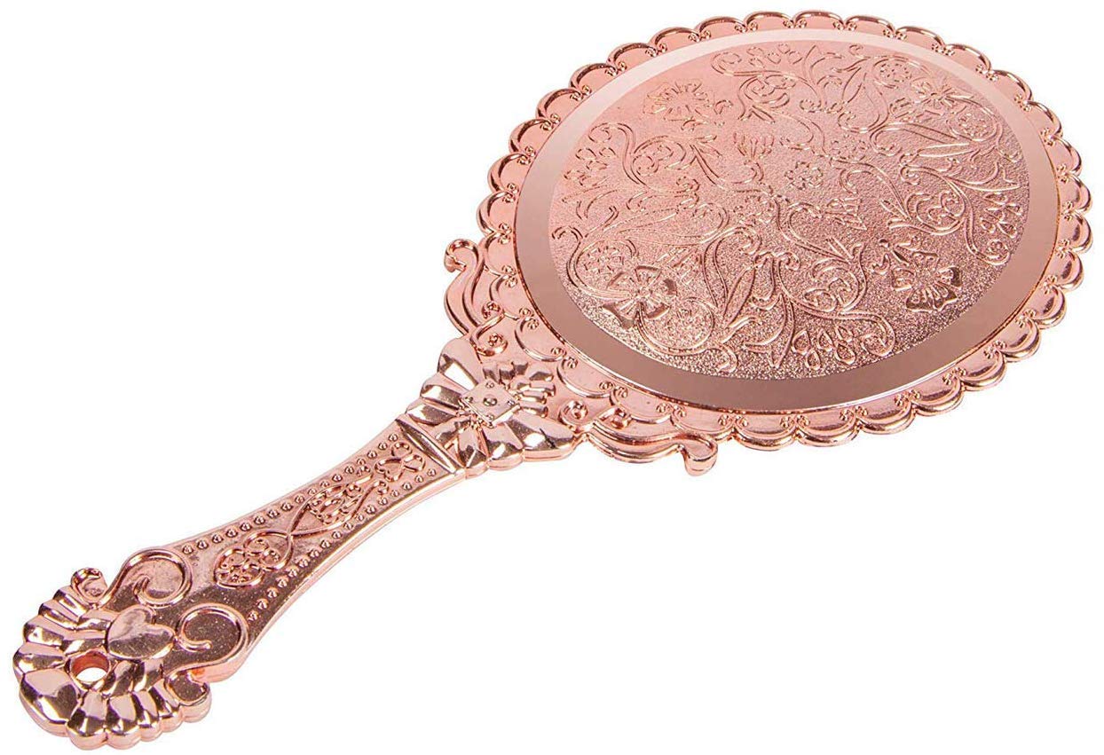 XPXKJ Hand Mirror Vintage Handheld Mirror with Handle Vanity Makeup Mirror Travel Mirrors (Oval, Rose Gold): Beauty