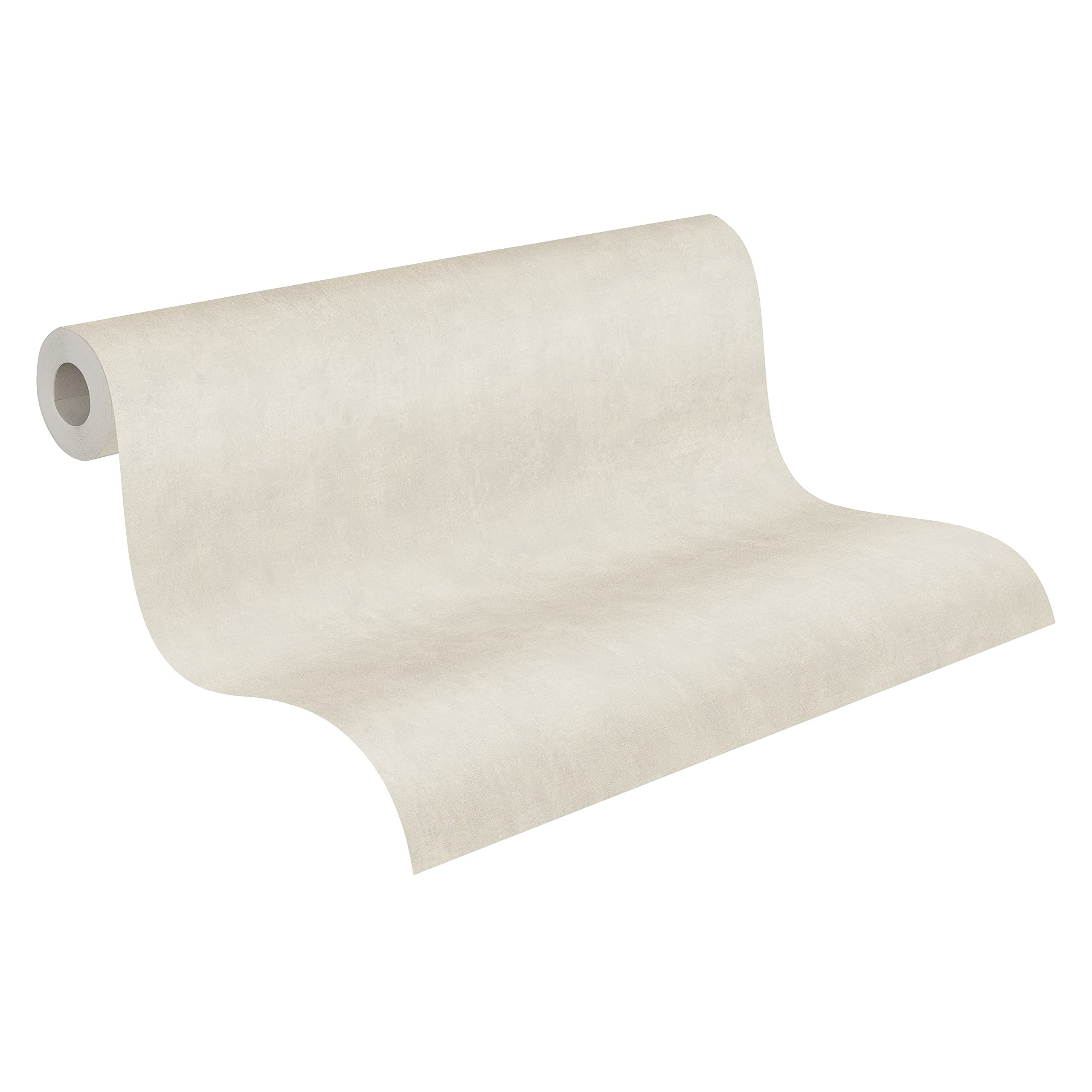 A.S. Création Plain Wallpaper Cuba Non-Woven 10.05 m x 0.53 m Beige Creme Made in Germany 380242 38024-2