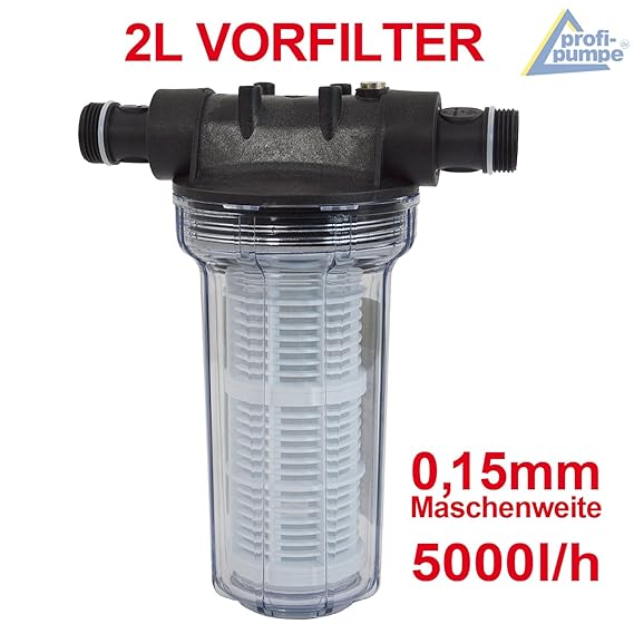 Filter VORFILTER Pumpenfilter 2L für HAUSWASSERWERK HAUSWASSERAUTOMAT KREISELPUMPE JETPUMPE BRUNNENPUMPE PUMPE TAUCHPUMPE FEI