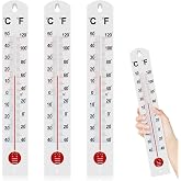Frienda 3 Pcs Wall Thermometer Large Outdoor Indoor Thermometer, Plastic | Double Scales Celsius Fahrenheit, for Patio Pool Greenhouse Garden Office Home, Rectangle Temperature Monitor
