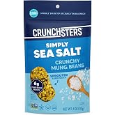 Crunchsters Crunchy Sprouted Mung Beans, Plant-Based Protein Super-Snack and Salad Topper, Gluten-Free, Nut-Free, Vegan, 6g Protein per Serving, 4oz. Bags (1 Pack, Sea Salt)